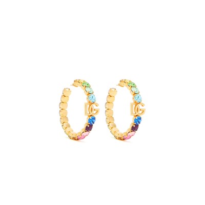 DOLCE&GABBANA DG LOGO RHINESTONE HOOP EARRINGS WEO6C2W111187579